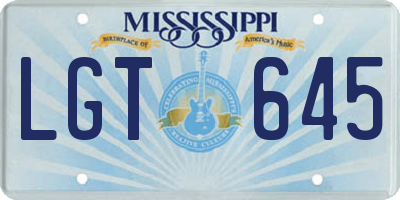 MS license plate LGT645