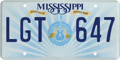 MS license plate LGT647