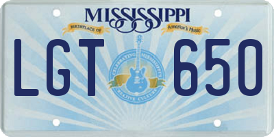 MS license plate LGT650