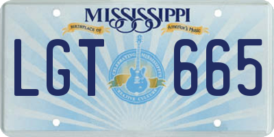 MS license plate LGT665