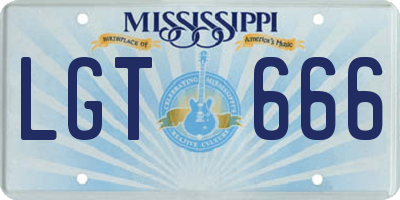 MS license plate LGT666
