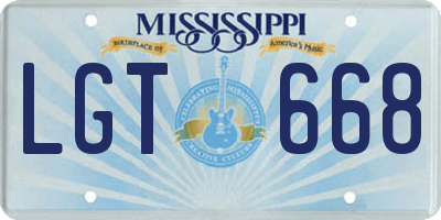 MS license plate LGT668