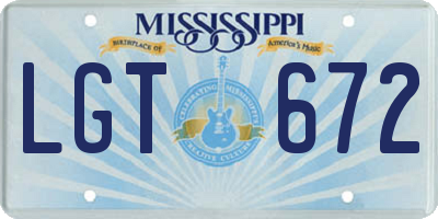MS license plate LGT672