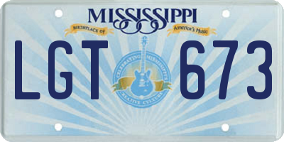 MS license plate LGT673