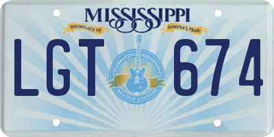 MS license plate LGT674
