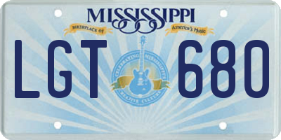 MS license plate LGT680