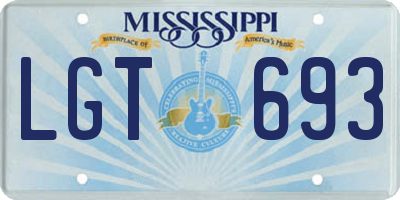 MS license plate LGT693