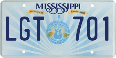 MS license plate LGT701