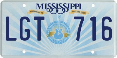 MS license plate LGT716