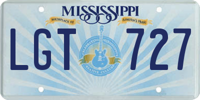 MS license plate LGT727