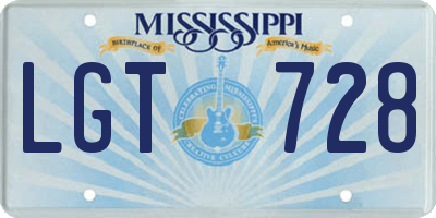 MS license plate LGT728