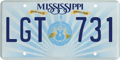 MS license plate LGT731