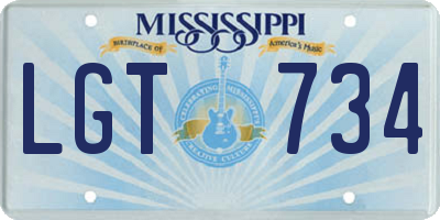 MS license plate LGT734