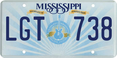 MS license plate LGT738