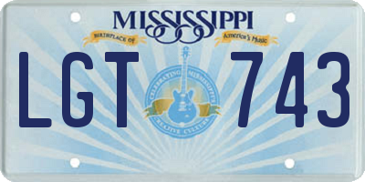 MS license plate LGT743