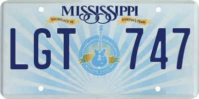 MS license plate LGT747