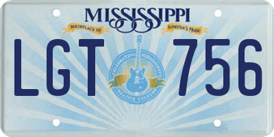 MS license plate LGT756