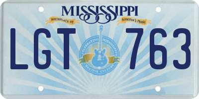 MS license plate LGT763