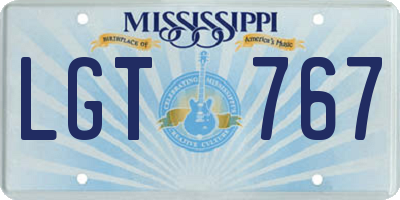 MS license plate LGT767