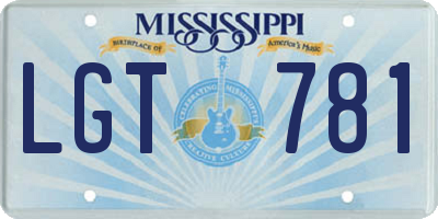 MS license plate LGT781