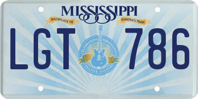 MS license plate LGT786