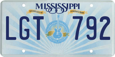 MS license plate LGT792