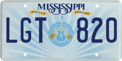MS license plate LGT820
