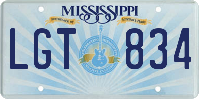 MS license plate LGT834