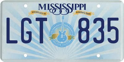 MS license plate LGT835