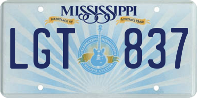 MS license plate LGT837