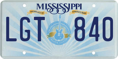 MS license plate LGT840