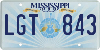 MS license plate LGT843