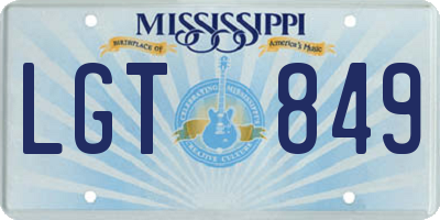 MS license plate LGT849