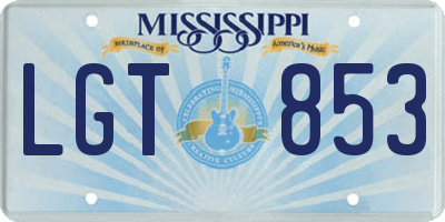 MS license plate LGT853