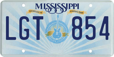 MS license plate LGT854
