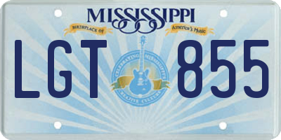 MS license plate LGT855