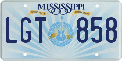 MS license plate LGT858