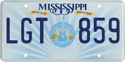 MS license plate LGT859