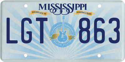 MS license plate LGT863