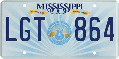 MS license plate LGT864