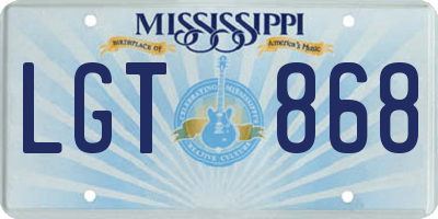 MS license plate LGT868
