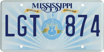 MS license plate LGT874