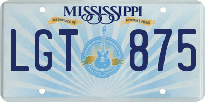 MS license plate LGT875