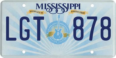MS license plate LGT878