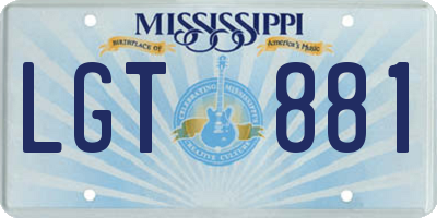 MS license plate LGT881