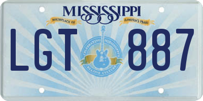 MS license plate LGT887