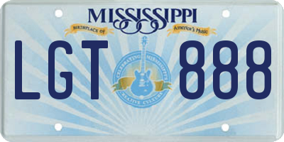 MS license plate LGT888
