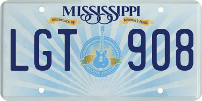 MS license plate LGT908