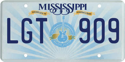 MS license plate LGT909