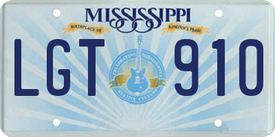 MS license plate LGT910